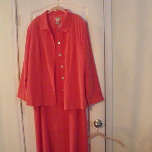 Brand New-Never Worn Spring and Summer Coral Jacket and Dress Combo Size 22 Tall